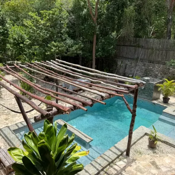 Covered patio with hammock and daybed