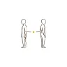 Line art illustration: two people back to back with a broken line and dot between them