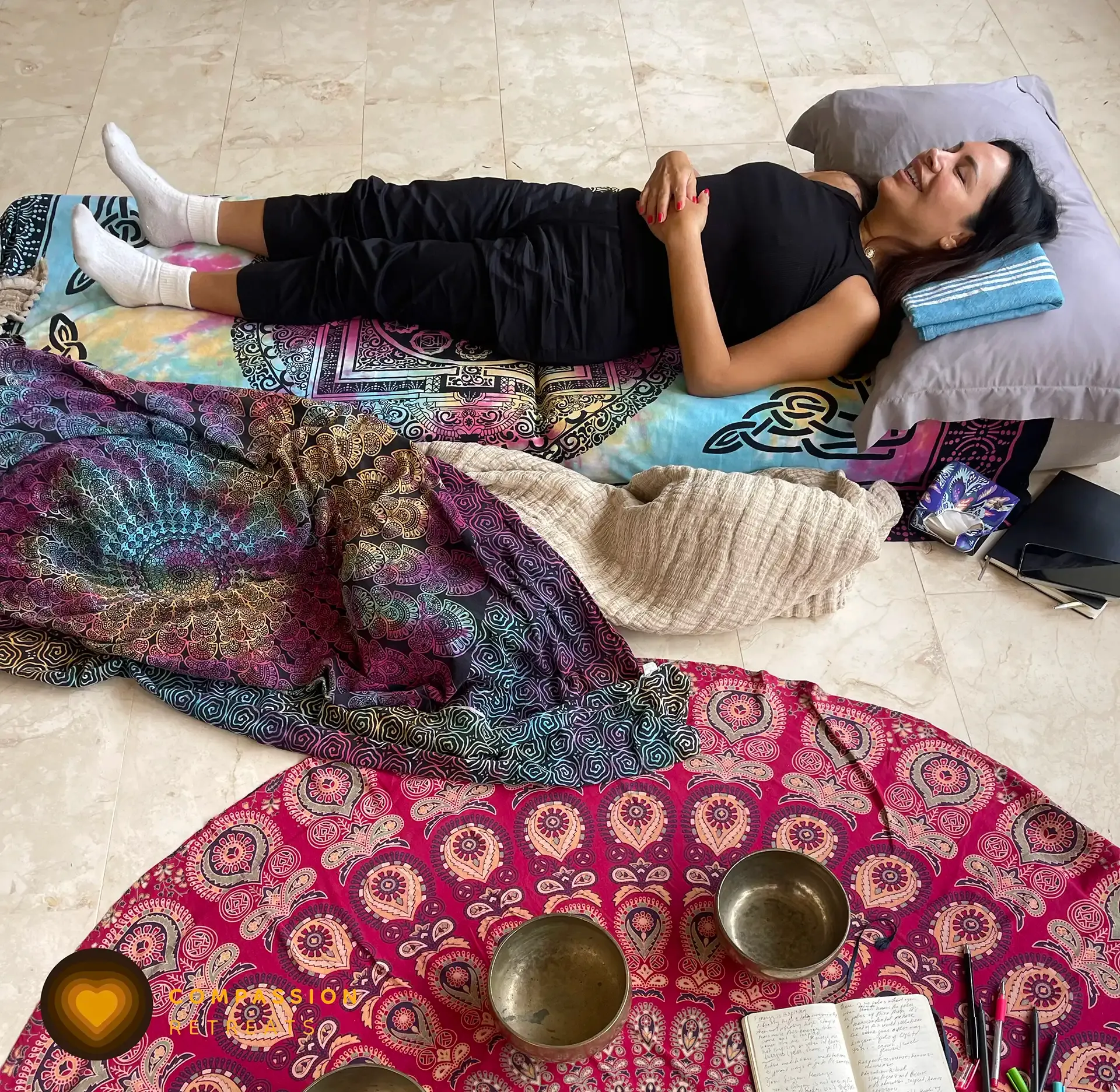 A ceremony space prepared at the Compassion Retreats sanctuary