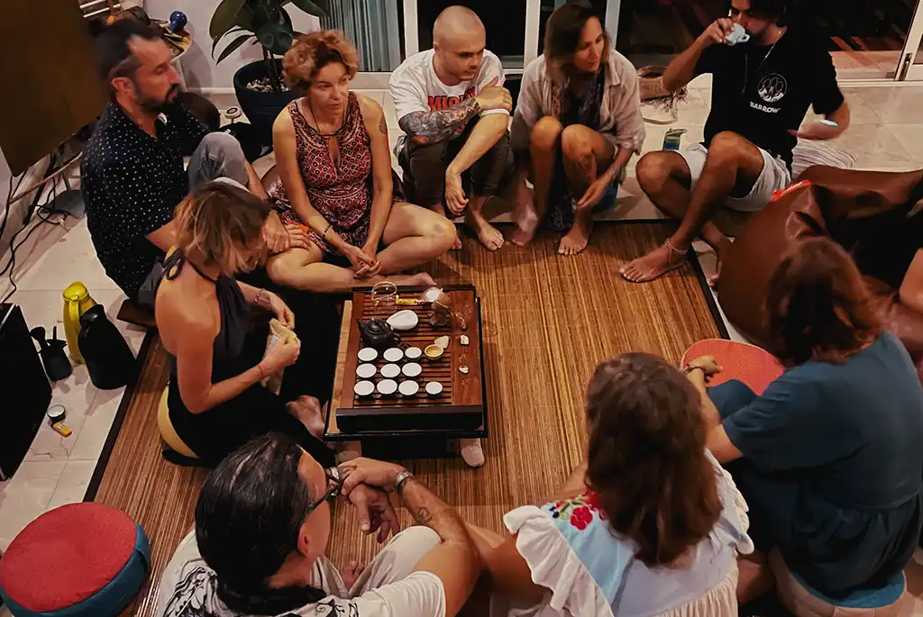 Traditional tea ceremony with mindful preparation and service